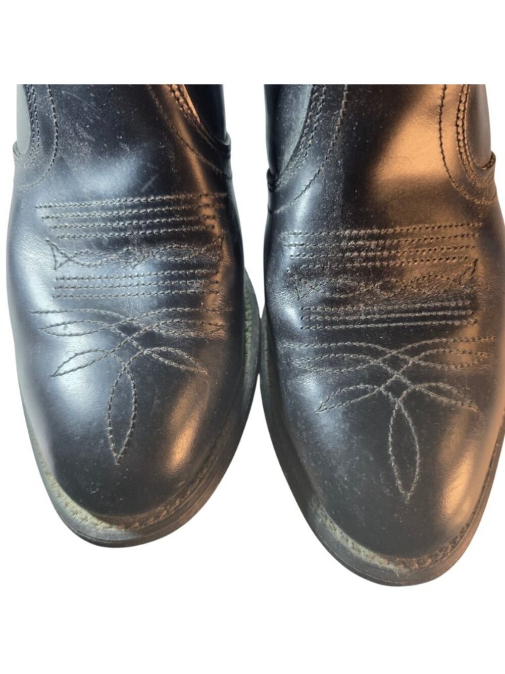 Black Leather Boots Mens Western Side Zippers Size 8.5 Made In USA Cowboy - Picture 5 of 8